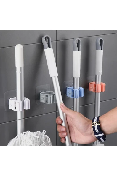 Yapışkanlı Pratik Mop Tutucu 4 Adet Gri ürün görseli 1