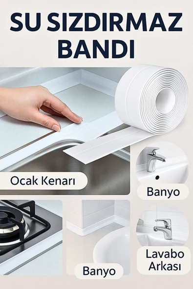 Su Sızdırmaz Geçirmez Bant Lavabo Küvet Kenar Bandı Küvet Duş KENAR BANT ürün görseli 1