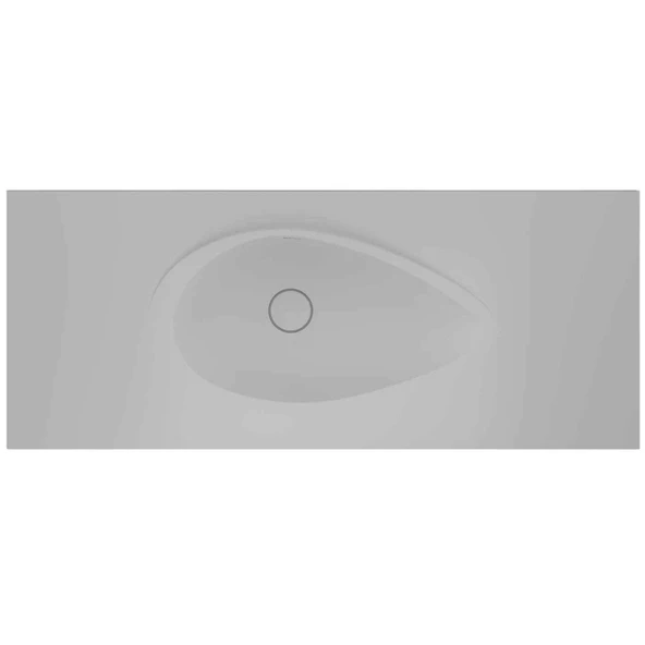 Real Stone Avocado Etajerli 90x50 Beyaz Granit Banyo Lavabosu ürün görseli 1