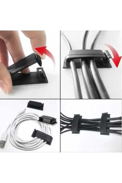 Yapışkanlı Kablo Düzenleyici 4lü Set ürün görseli 1
