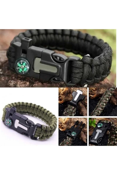 Survival kamp bilekliği, outdoor bileklik, tactical askeri hayatta kalma bilekliği. ürün görseli 1