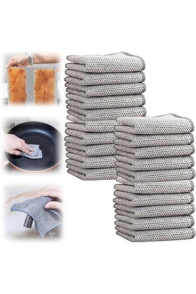 ŞirinShop Home 2 Adet Yeniden Kullanılabilir Telli Bulaşık Bezi,Çizdirmez Bulaşık Bezi,Bulaş ürün görseli 1