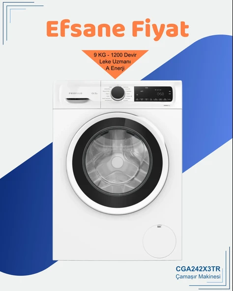 Profilo CGA242X3TR 1200 Devir 9 kg Çamaşır Makinesi ürün görseli 1