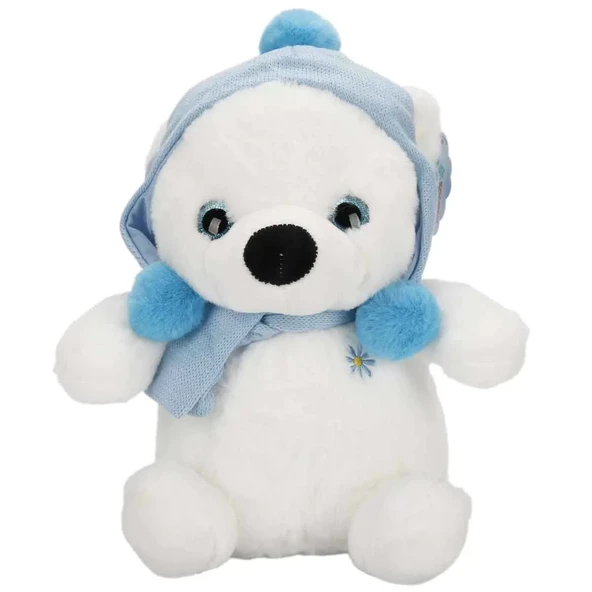 Şapkalı ve Atkılı Peluş Kutup Ayısı 30 cm S00004773 ürün görseli 1