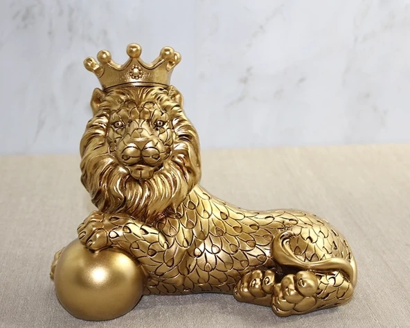 Polyester Dekoratif Taçlı Aslan Figürü Alk2575 ürün görseli 1