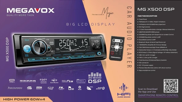 MEGAVOX MGX-X500DSP CAR AUDIO PLAYER ürün görseli 1