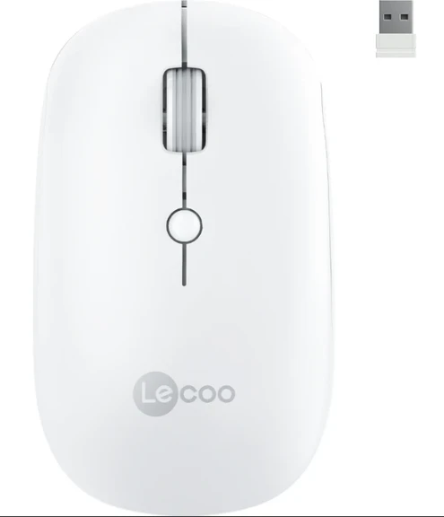 Lenovo lecoo WS211 Beyaz Şarjlı Sessiz Ergonomik Optik Kablosuz Mouse ürün görseli 1