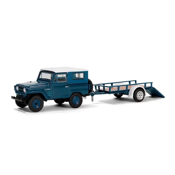 Greenlight 1/64 Hitch & Tow Series 31 - 1961 Nissan Patrol Hard Top with Utility Trailer ürün görseli 1