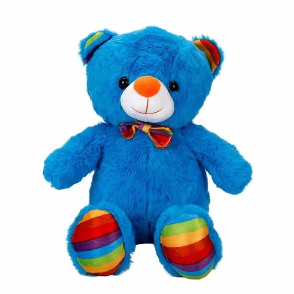 Oturan Kurdeleli Renkli Peluş Ayı 30 cm ürün görseli 1