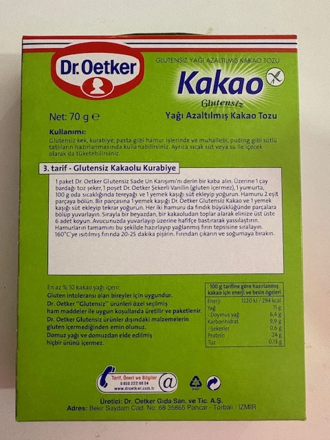 dr oetker glütensiz kakao 70 gr - Resim 2