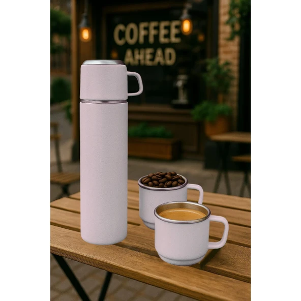 Paslanmaz Çelik  3 Bardaklı Matara Seti-500 ml - Resim 2