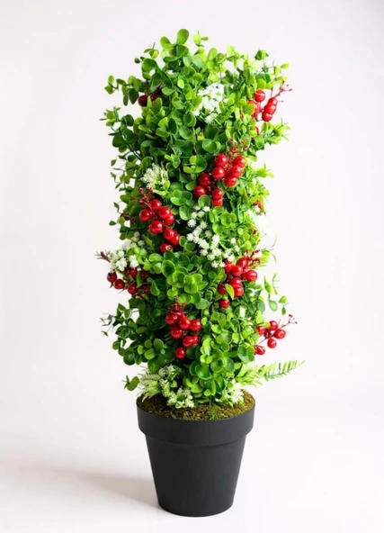 Yapay Çiçek Siyah Saksıda Kokinalı Yeşil Şimşir Ağacı 70*30cm ürün görseli 1