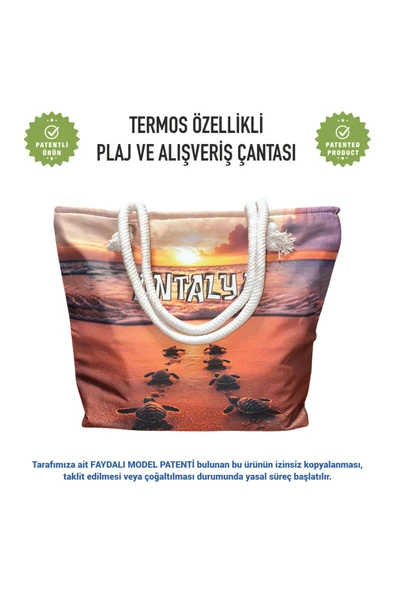 Termal Isı Yalıtımlı, Sıcak ve Soğuk Muhafazalı Kadın Çanta-Caretta Desen ürün görseli 1