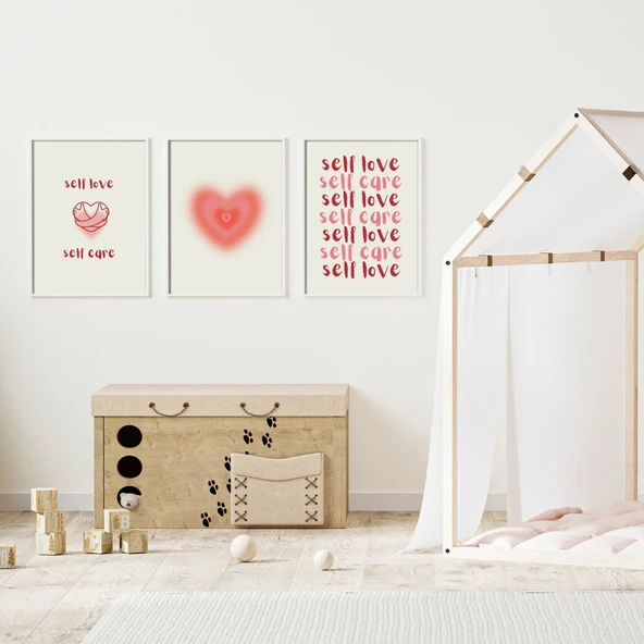 Self Love Care  Duvar Tablosu Çerçeveli 3'lü Set Beyaz Renk 35 x 50 Boyut/Ebat ürün görseli 1