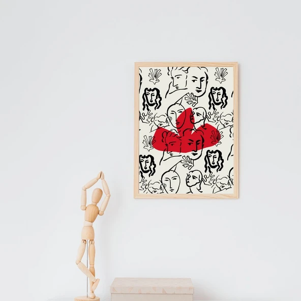 Kırmızı Siyah Kalabalık Duvar Tablosu Çerçeveli 3'lü Set Ahşap Renk 30 x 42 Boyut/Ebat ürün görseli 1