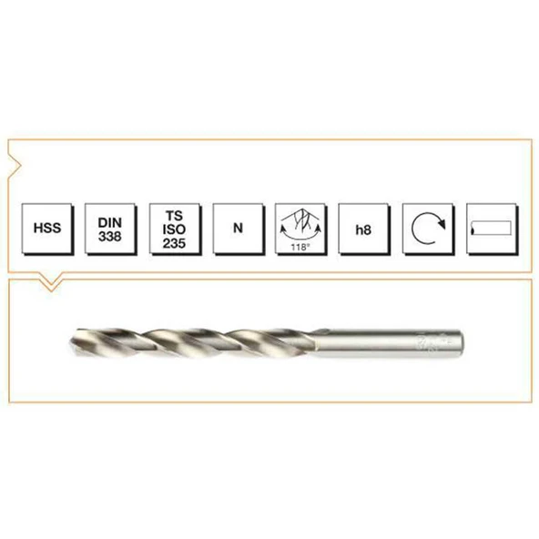 Makina Takım 1.8 mm HSS DIN 338 Silindirik Saplı Kısa Taşlanmış Matkap Ucu - MTE B00007000180 ürün görseli 1