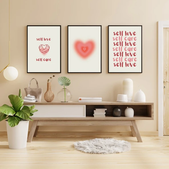 Self Love Care  Duvar Tablosu Çerçeveli 3'lü Set Siyah Renk 21 x 30 Boyut/Ebat ürün görseli 1