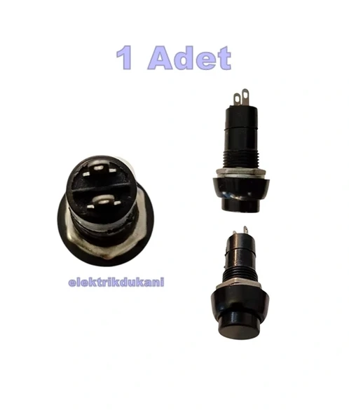 ENDER Plastik SİYAH Yuvarlak Yaylı Buton Anahtar 12mm ürün görseli 1