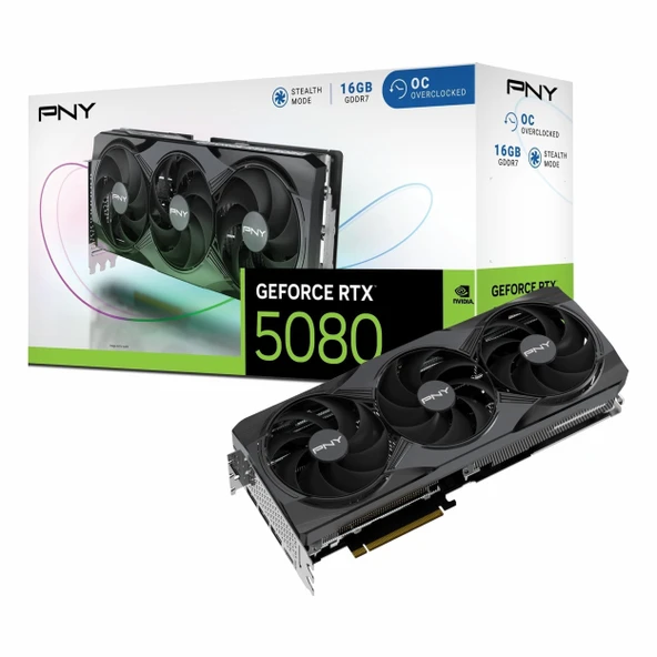PNY Triple GeForce RTX 5080 OC 16GB GDDR7 256Bit HDMI/DP Ekran Kartı ürün görseli 1