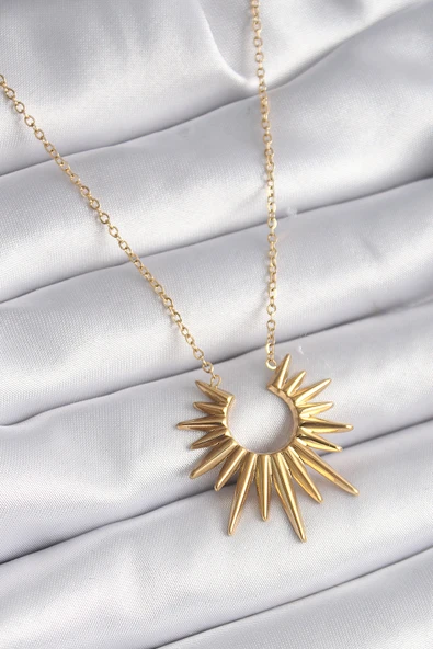 Gold Renk Güneş Model Vintage Kadın Kolye - BKO9521-ST ürün görseli 1