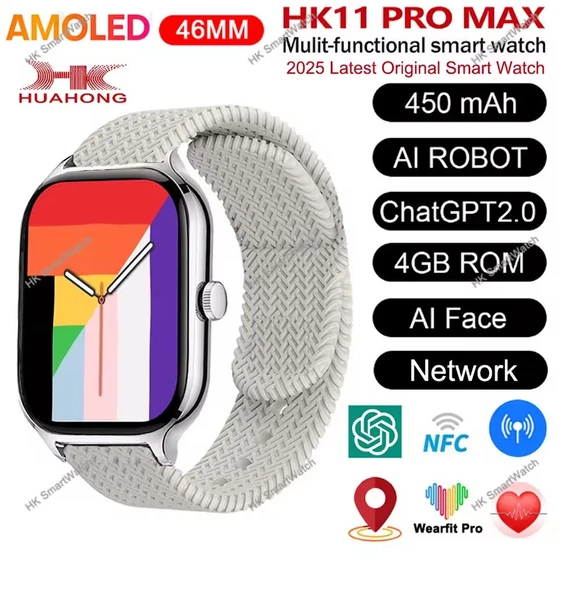 HK11 Pro Max Orıjınal Yeni Seri Güçlu Batarya Amoled Ekran Akıllı Saat Çift Kordonlu ürün görseli 1