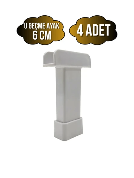 U Geçme Beyaz Plastik Ayarlı Ayak Mobilya Masa ve Dolap Ayağı(BEYAZ)(6CM - 10CM) Beyaz 6cm 6cm - 4 ADET ürün görseli 1