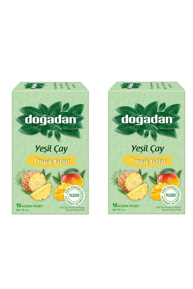 Doğadan Tropik Tatlar Poşet Yeşil Çay 18'li x 2 Adet ürün görseli 1