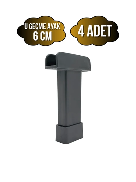 U Geçme Gri Plastik Ayarlı Ayak Mobilya Masa ve Dolap Ayağı(GRİ)(6CM - 10CM) Gri 6cm 6cm - 4 ADET ürün görseli 1
