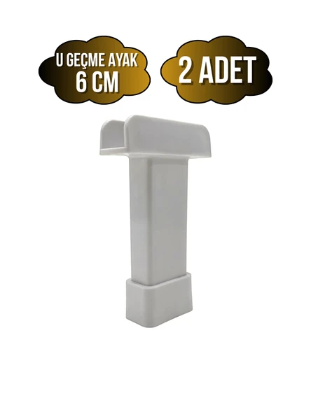 U Geçme Beyaz Plastik Ayarlı Ayak Mobilya Masa ve Dolap Ayağı(BEYAZ)(6CM - 10CM) Beyaz 6cm 6cm - 2 ADET ürün görseli 1