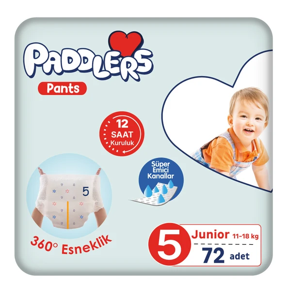 Paddlers Külot Bebek Bezi 5 Numara Junior 72 Adet (11-18 Kg) Ekstra Fırsat Paketi ürün görseli 1