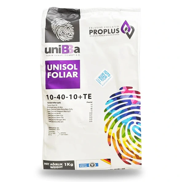 Unibba Unisol Foliar 10-40-10+Te Npk Yaprak Gübresi 1KG ürün görseli 1