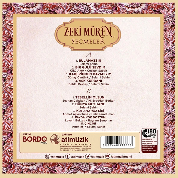 Zeki Müren Seçmeler - Plak - Resim 2