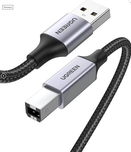 UGREEN 10352 US135 USB-A to USB-B 2.0 Yazıcı Tarayıcı Kablosu Siyah 5metre ürün görseli 1