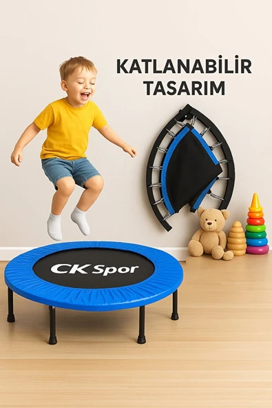 102CM Katlanabilir Trambolin – Taşınabilir Egzersiz Mavi Trambolini ürün görseli 1