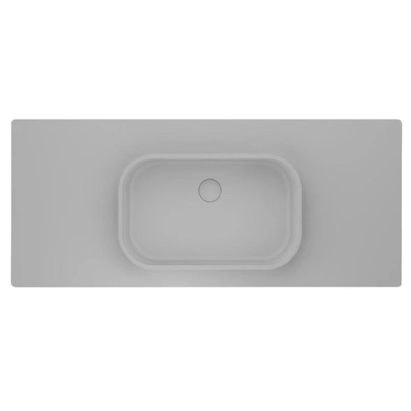 Real Stone Pure Etajerli 60x50 Beyaz Granit Banyo Lavabosu ürün görseli 1