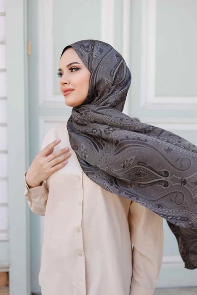 Etro Desen Premium Şal Antrasit - Resim 3