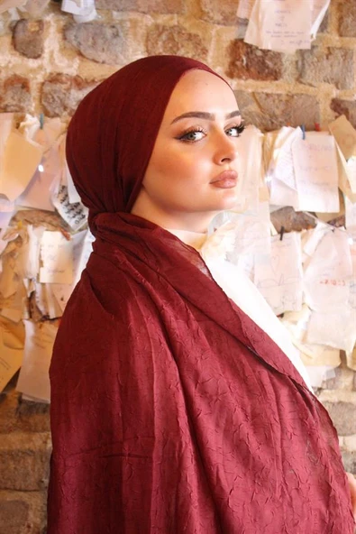 Bambu Kraş Şal Bordo 156 - Resim 4