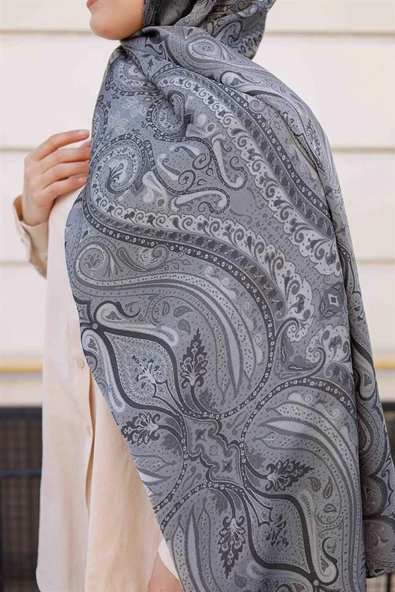 Etro Desen Premium Şal Gri - Resim 3