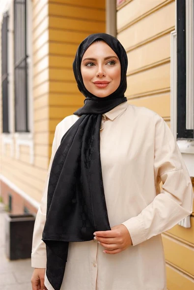 Dama Desen Şal Siyah - Resim 6