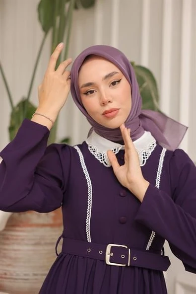 Abiye Eşarp Lila - Resim 2