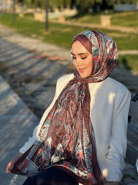 Etnik Desen Queen Şal Kahve - Resim 3