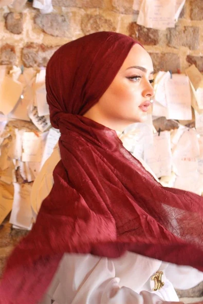 Bambu Kraş Şal Bordo 156 - Resim 3