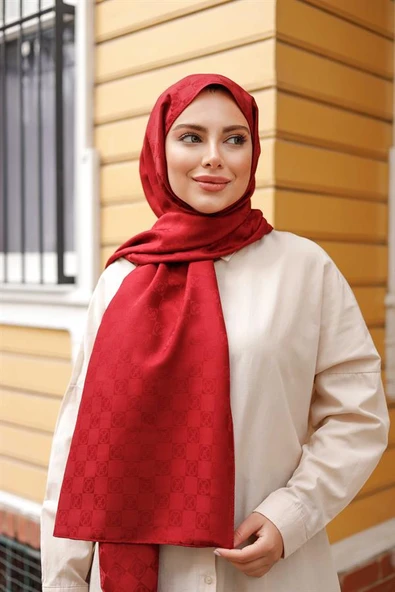 Dama Desen Şal Bordo - Resim 5
