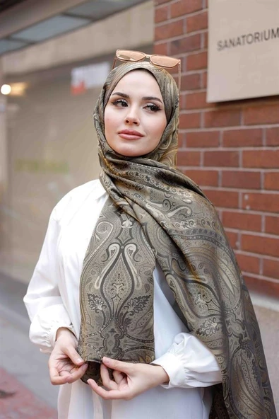Etro Desen Premium Şal Haki - Resim 2