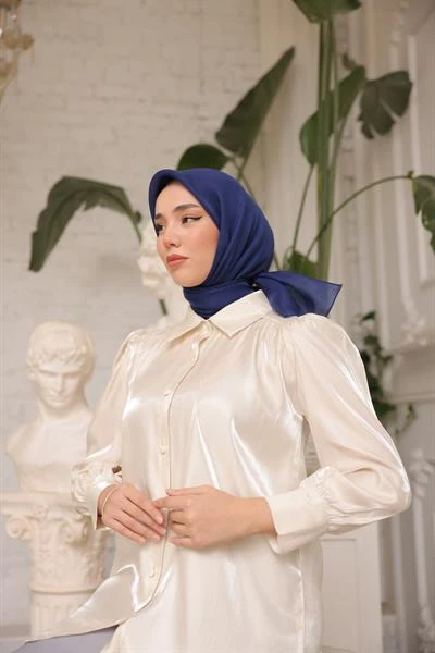 Abiye Eşarp Gece Mavi - Resim 3