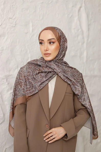 Etnik Desen Larisa Şal Vizon - Resim 5