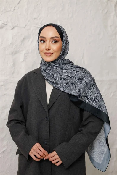 Etnik Desen Larisa Şal Antrasit - Resim 6