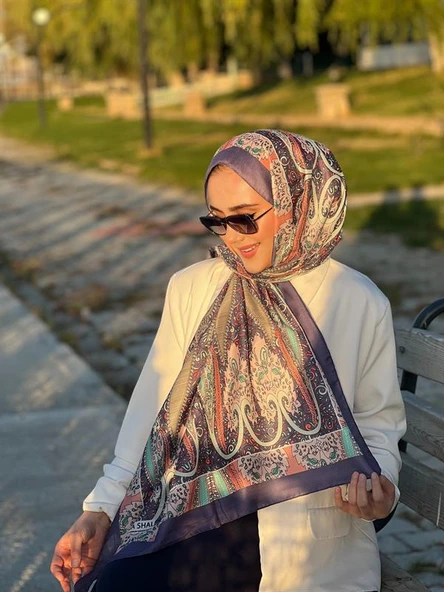 Etnik Desen Queen Şal Lila - Resim 3
