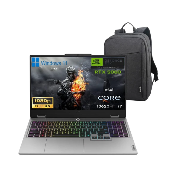Loq 15IRX10 83JE00ETTR P7 I7-13650HX 32GB Ddr5 1tb SSD RTX5060-8GB 15.6" IPS 144Hz WIN11 Taşınabilir Bilgisayar (Lenovo Çanta Hediyeli) ürün görseli 1