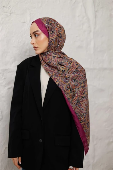 Etnik Desen Larisa Şal Mürdüm - Resim 3